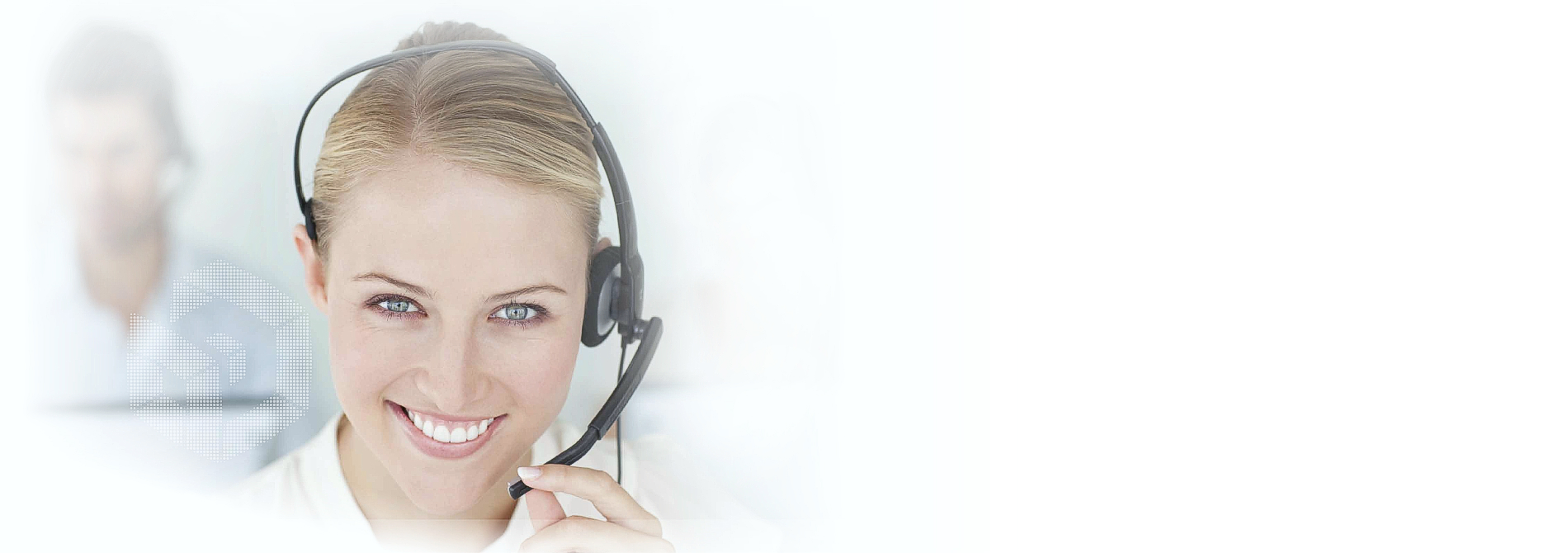 Friendly customer service representative with a headset