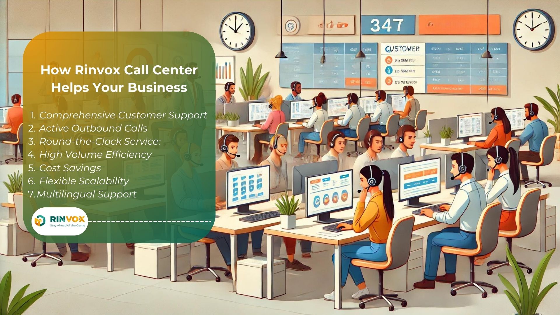 Rinvox call center agents efficiently manage customer interactions.