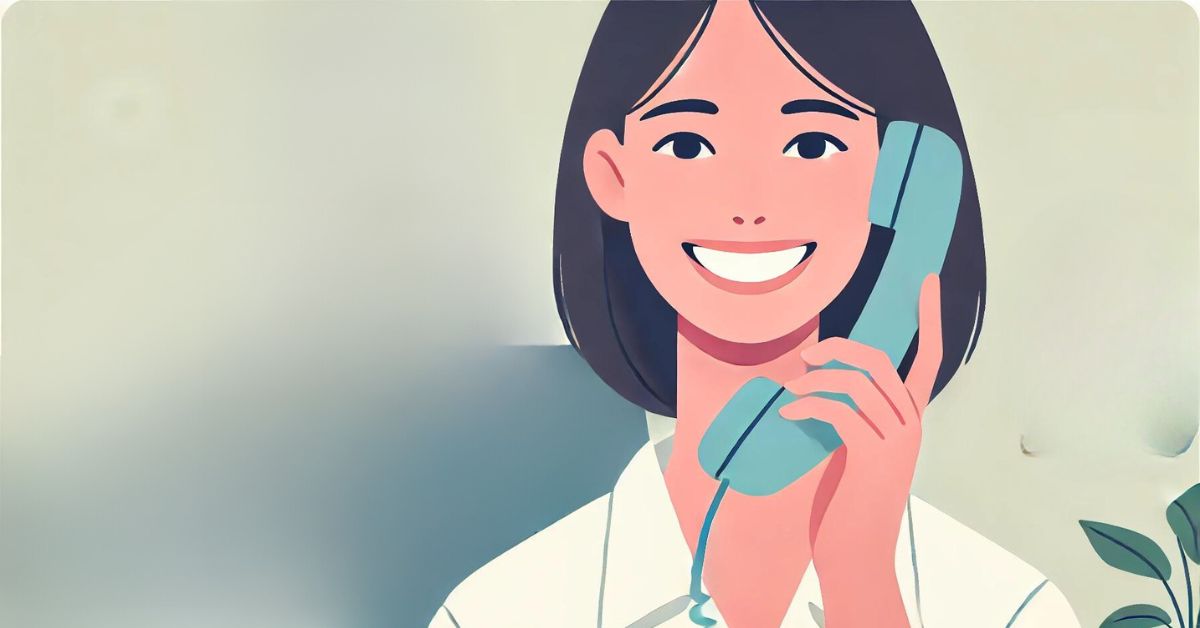 Patient smiles while talking to a listening receptionist.