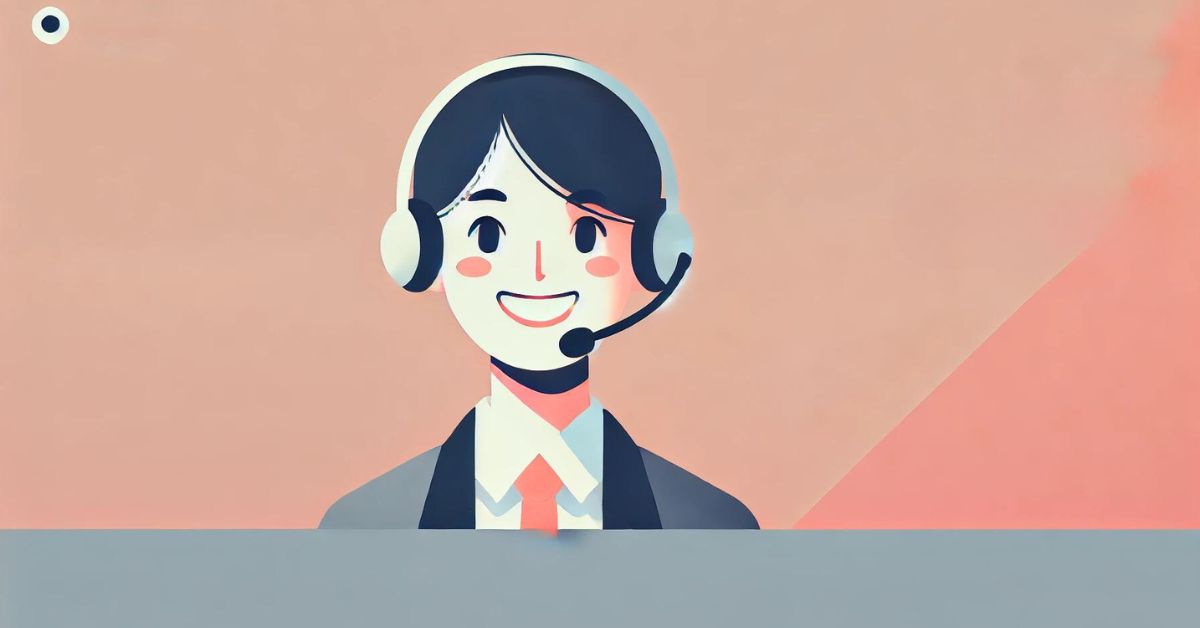 Call center agent smiling, wearing a headset.