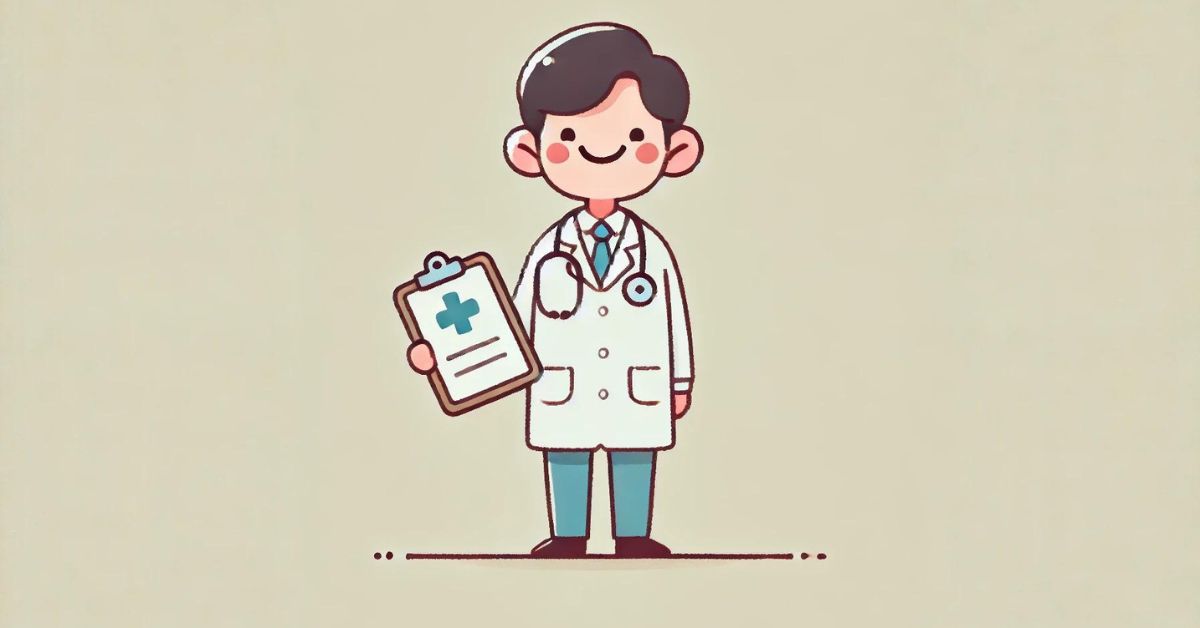 Doctor with a stethoscope, smiling.