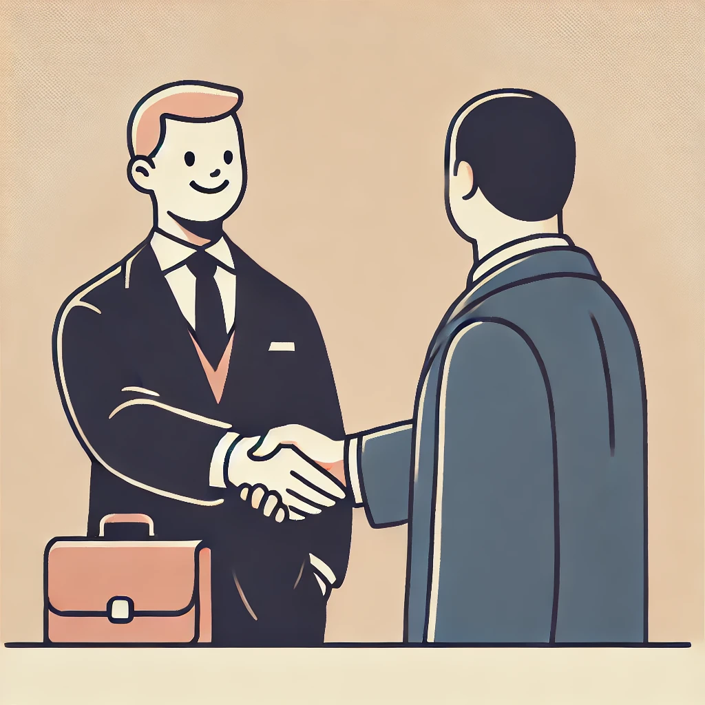 Lawyer shaking hands with a client.