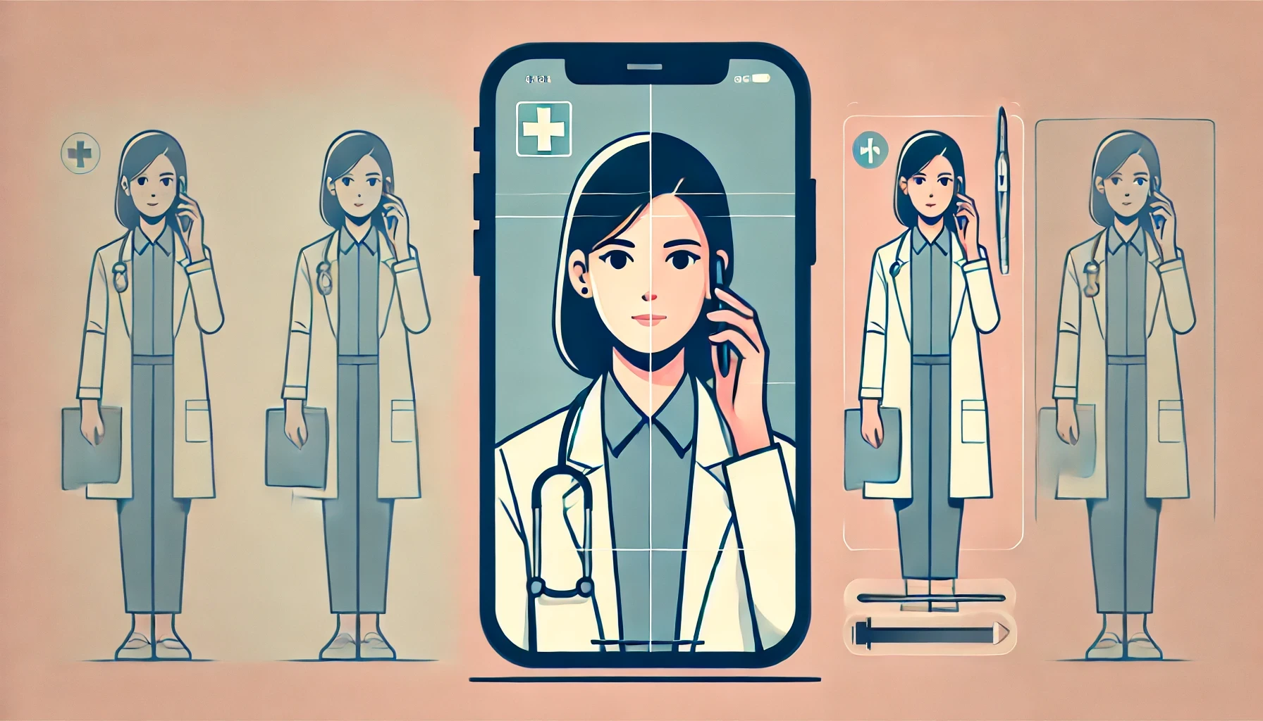 Healthcare professional holding a phone.