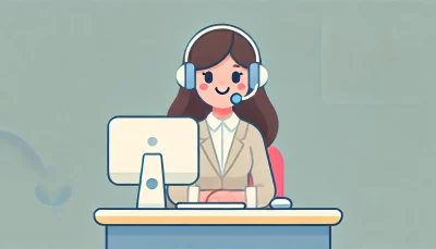 Smiling customer service operator with a headset.