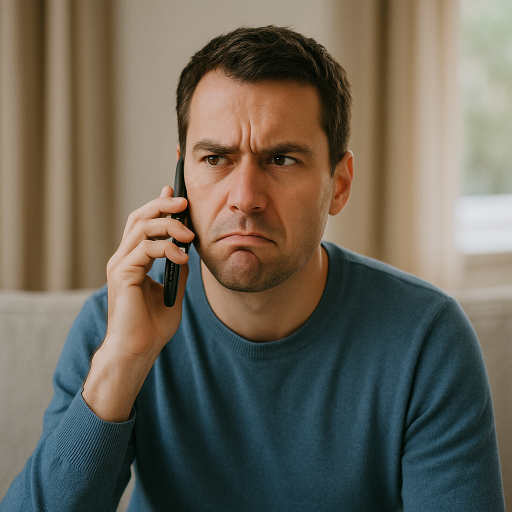 man trying to call repair services